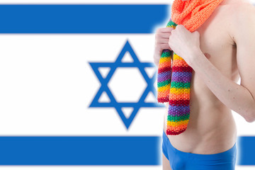 Gay parade in Israel. Young man.