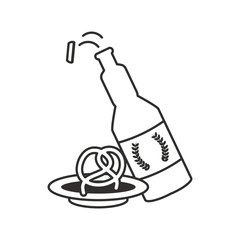 bottle beer oktoberfest and pretzel