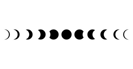Moon phases astronomy icon set Vector Illustration on the white background. - obrazy, fototapety, plakaty