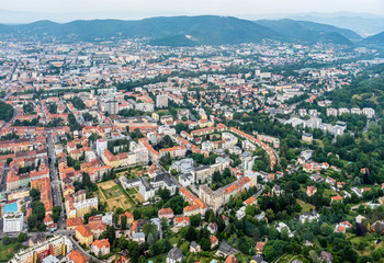 Fototapeta na wymiar City Graz aerial view with district Geidorf in Styria, Austria