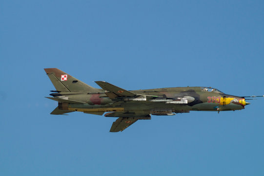 SWIDWIN, POLAND - JUNE 27,2016:: Polish Air Force Suchoj Su-22 Fitter .Swidwin Air Base