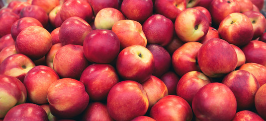Fresh ripe nectarine at the market. Fruit background