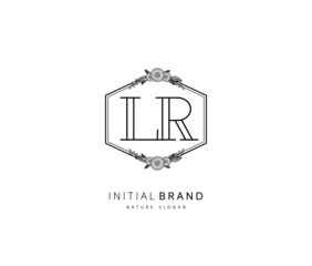 L R LR Beauty vector initial logo, handwriting logo of initial signature, wedding, fashion, jewerly, boutique, floral and botanical with creative template for any company or business.