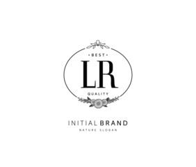 L R LR Beauty vector initial logo, handwriting logo of initial signature, wedding, fashion, jewerly, boutique, floral and botanical with creative template for any company or business.