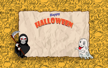 "Trick or Treat" Halloween Background with Halloween Ghost Balloons.Scary air balloons.Website spooky,Background or banner Halloween template
