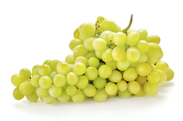 bunch of green grapes isolated on white