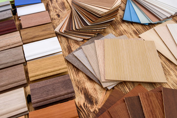 Obraz na płótnie Canvas Wooden samplers on table close up .