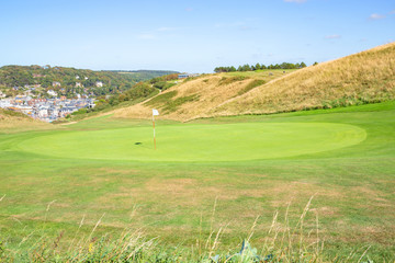 Scenic golf course in Etretat, Normandy, France