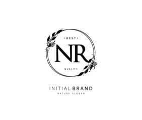 N R NR Beauty vector initial logo, handwriting logo of initial signature, wedding, fashion, jewerly, boutique, floral and botanical with creative template for any company or business.