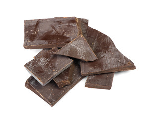 Pieces of broken bar of chocolate