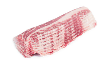 Raw beef bacon slices