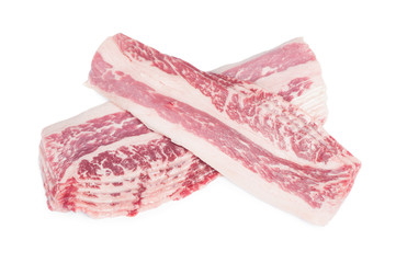 Raw beef bacon slices