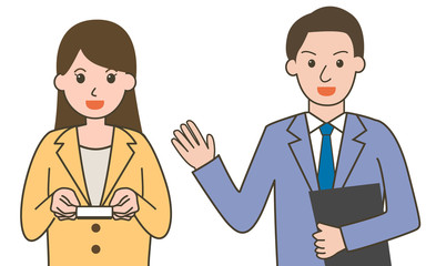 ビジネス　男女　名刺