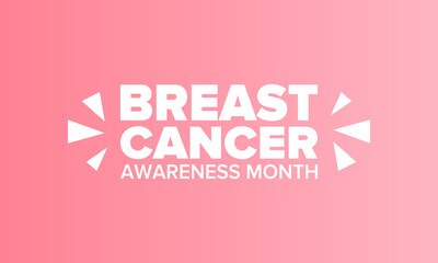 Breast Cancer Awareness Month in October. Woman healthcare. Celebrate annual. Medic concept. Girl solidarity. Cancer prevention. Female disease. Poster, greeting card, banner and background. Vector