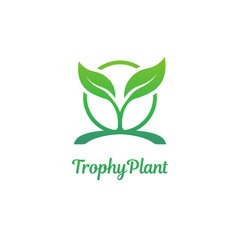 Circle with plants inside, modern logo design