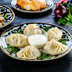 Manti. Traditional meat dish of the peoples of Central Asia