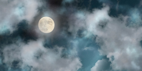 Naklejka na ściany i meble moon night stars clouds. lunar sky astronomy space