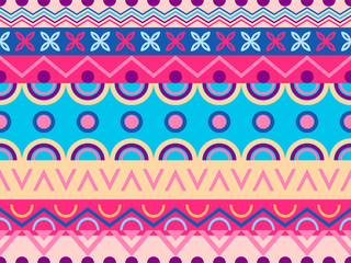 Ethnic seamless pattern. Tribal textiles, hippie fashion style for fabric, clothing and wallpaper. Vector illustration