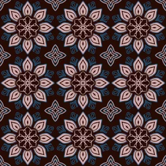 Outdoor-Kissen Luxury floral seamless design for ceramic tile or fabric. Ethnic carpet and textile background, portuguese or moroccan tiles © kavunchik