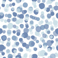 Simple blue pebble seamless pattern on white background. Chaotic stones backdrop.