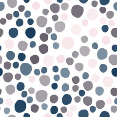 Simple colored pebble seamless pattern on white background.