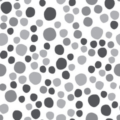 Simple monochrome pebble seamless pattern on white background.