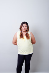 Portrait of Happy beautiful plump woman asian