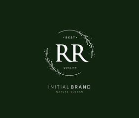 R RR Beauty vector initial logo, handwriting logo of initial signature, wedding, fashion, jewerly, boutique, floral and botanical with creative template for any company or business.