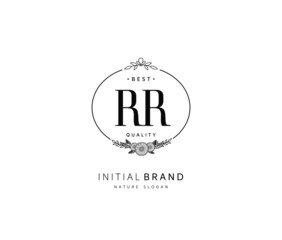 R RR Beauty vector initial logo, handwriting logo of initial signature, wedding, fashion, jewerly, boutique, floral and botanical with creative template for any company or business.