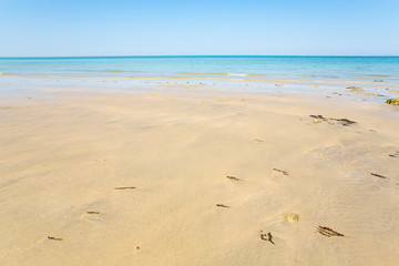 Beautiful sand beach in Quiberville, Atlantic coast in Normandy, France