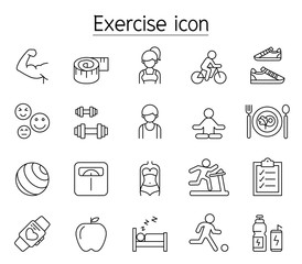 Exercise icon set in thin line style