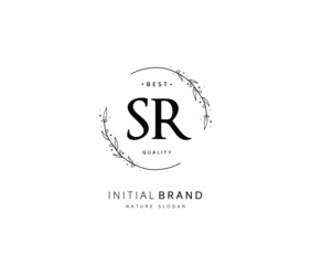 S R SR Beauty vector initial logo, handwriting logo of initial signature, wedding, fashion, jewerly, boutique, floral and botanical with creative template for any company or business.