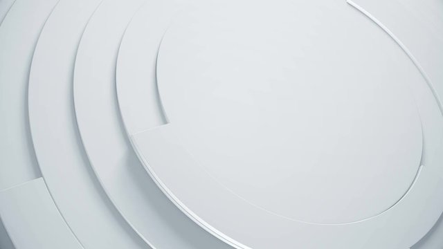 Trendy 3d geometric background with circles and rotating sectors. Abstract modern video texture in clean style. Seamless loop.