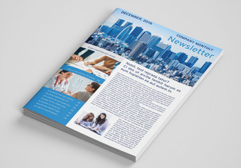 Company Newsletter Layout with Blue Accents