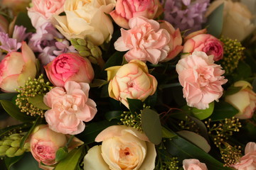 Festive table decoration with flowers at a wedding exhibition