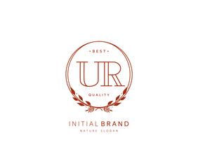 U R UR Beauty vector initial logo, handwriting logo of initial signature, wedding, fashion, jewerly, boutique, floral and botanical with creative template for any company or business.