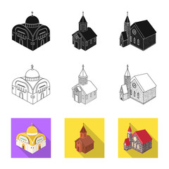 Vector design of temple and historic symbol. Set of temple and faith stock symbol for web.