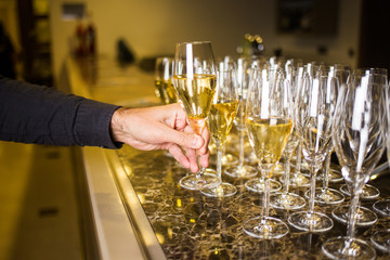 guest takes a champagne