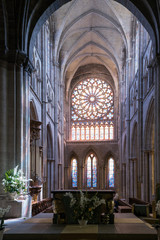 Naklejka premium interior view of the Saint-Malo cathedral showing the rose window