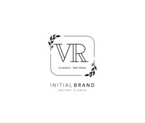V R VR Beauty vector initial logo, handwriting logo of initial signature, wedding, fashion, jewerly, boutique, floral and botanical with creative template for any company or business.