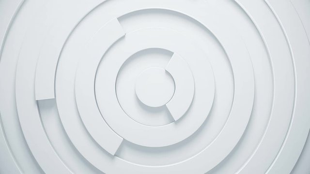 Circular 3d render background. Abstract geometric texture with circles and rotating sectors. Seamless loop.