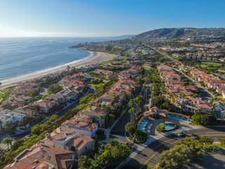 Fototapeta premium Aerial view of Monarch beach coastline