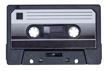 Audio cassette on an isolated white background