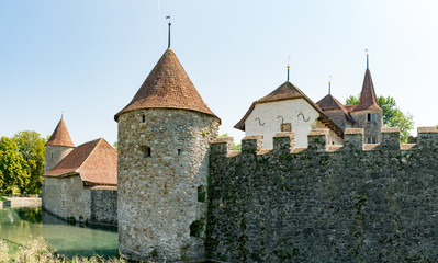 Fototapeta na wymiar medieval 12th century water castle of Hallwyl in Switzerland