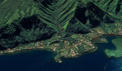the coast of the city of Teahupoo of the island of Tahiti French Polynesia in 2019