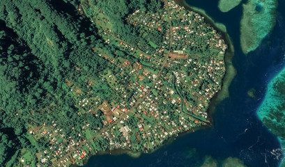 the coast of the city of Teahupoo of the island of Tahiti French Polynesia in 2019