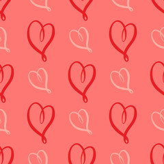 Seamless pattern with hand drawn hearts, vector illustration for greeting cards, wedding invitation, banners, backgrounds, textiles design.