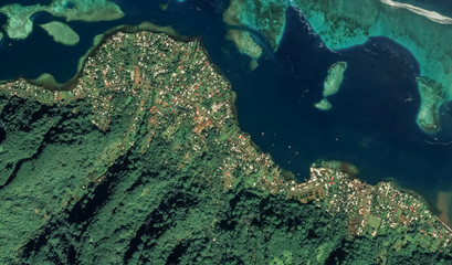 the coast of the city of Teahupoo of the island of Tahiti French Polynesia in 2019