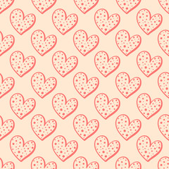 Seamless pattern with hand drawn hearts, vector illustration for greeting cards, wedding invitation, banners, backgrounds, textiles design.