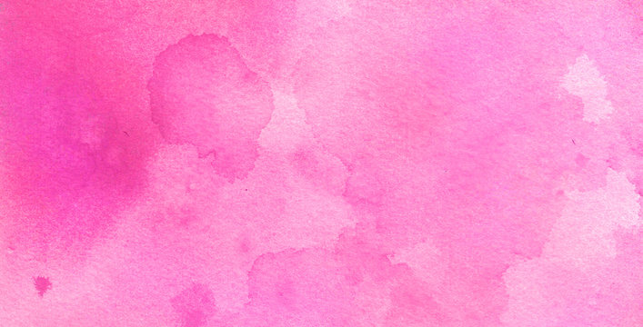 Pretty pink watercolor background with paper texture, soft pastel blotches in artsy painting illustration with fringe bleed designs in abstract stains